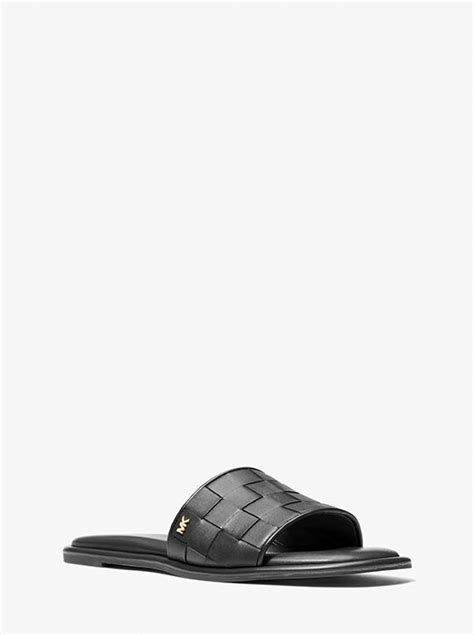 Hayworth Woven Leather Slide Sandal 